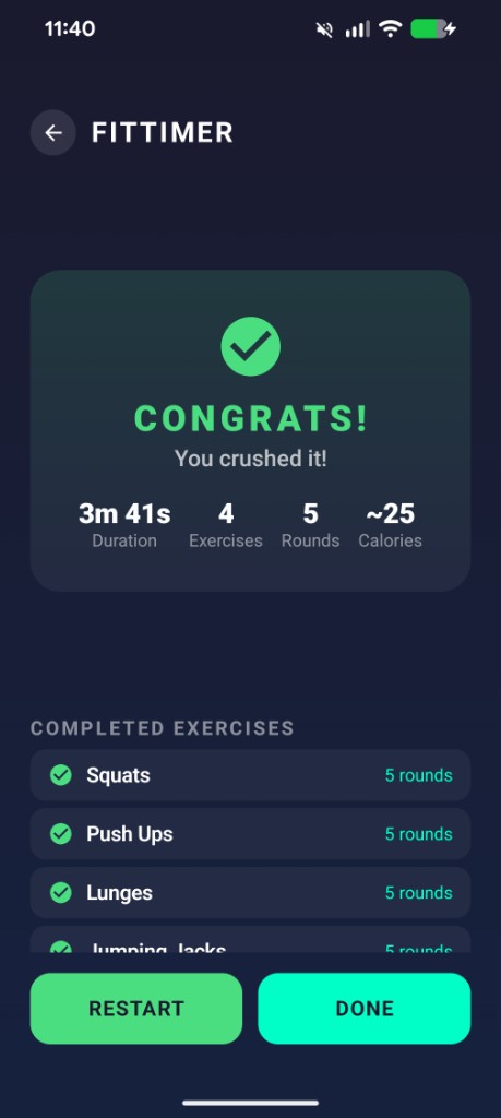 Workout complete